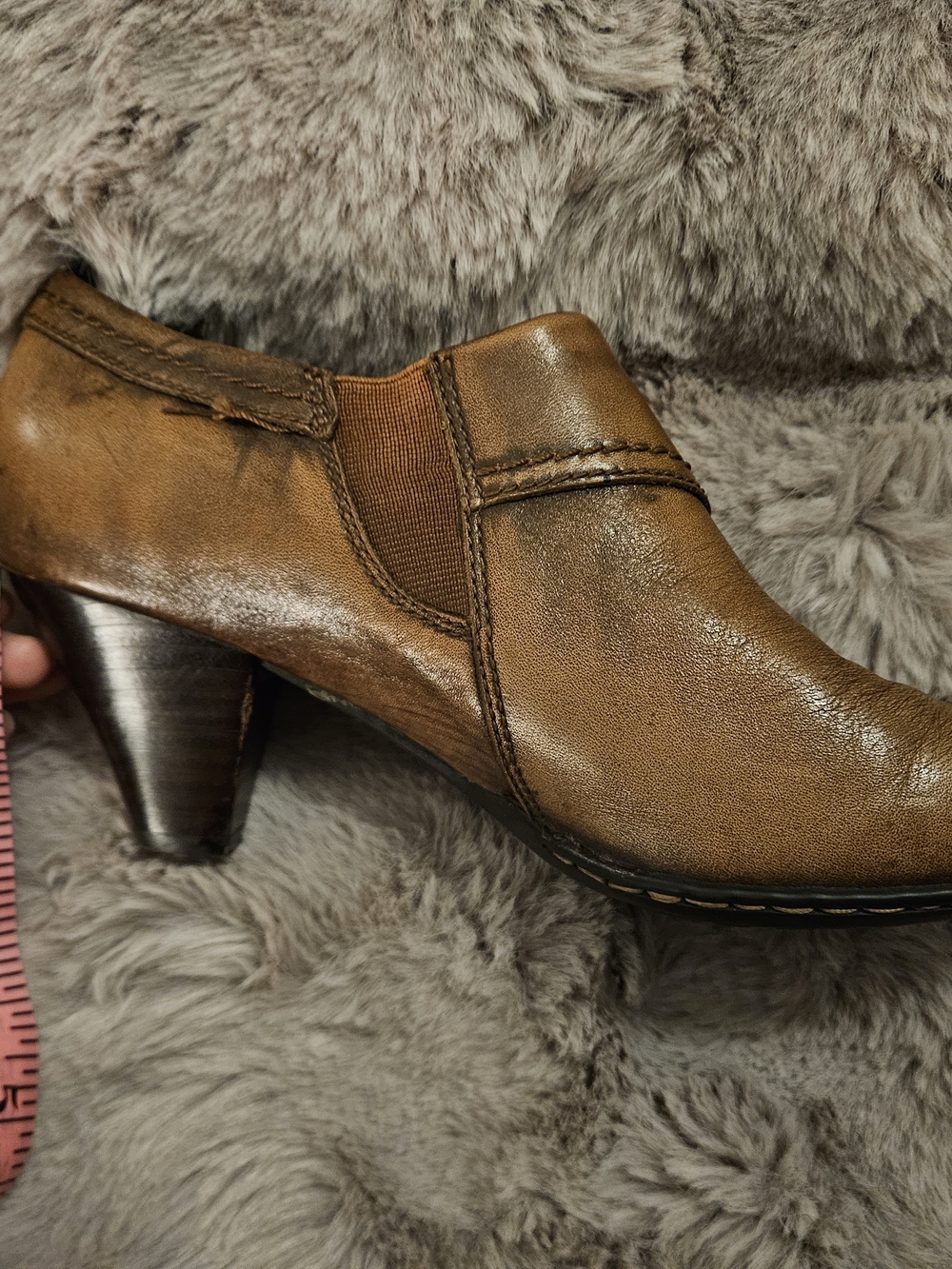 Børn Brown Leather Ankle Bootie Boots Round Toe Zip Closure Women's US 8.5 - Picture 7 of 9